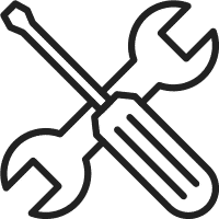 Wrench and screwdriver crossed icon for tools