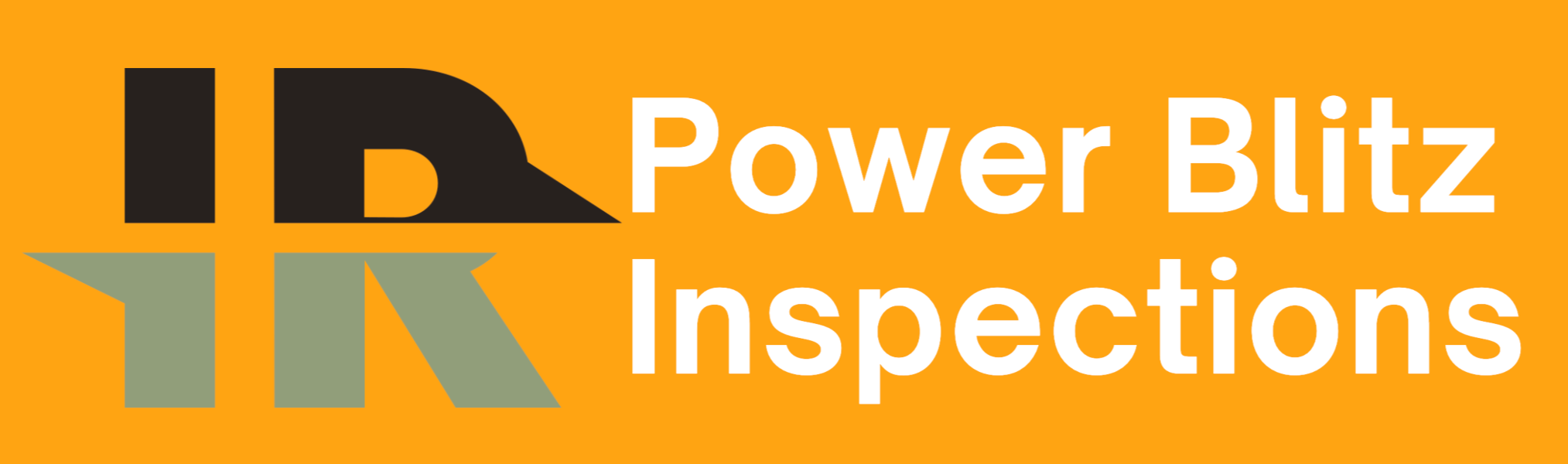 Power Blitz Inspections logo on orange background